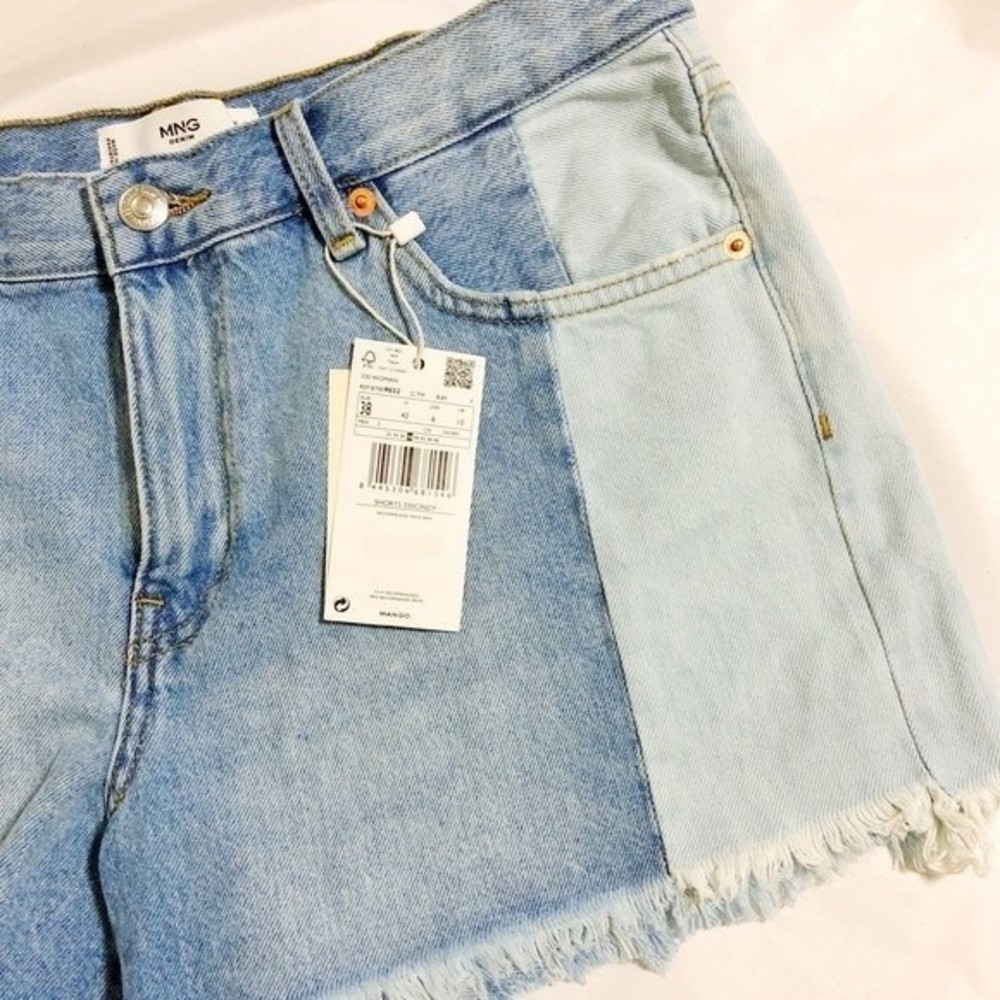 NWT MANGO Contrast Denim Shorts, US 28 EU 38 - Picture 5 of 6